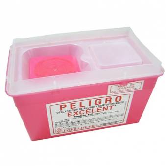 Descartador de agujas/punzantes de  plástico de 4 litros